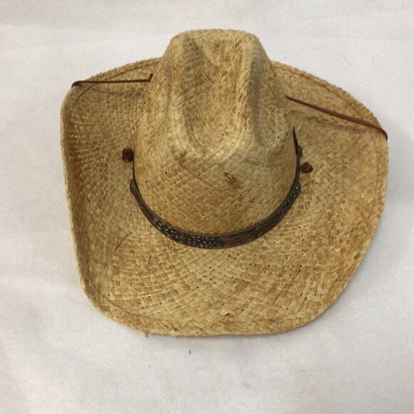 Stetson River Run Shapeable Western Straw Cowboy Hat Brown Size Small Strap - Picture 1 of 7